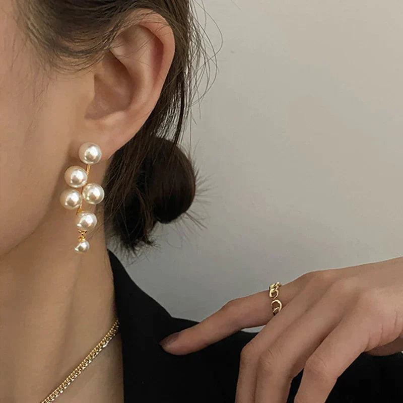 Bohemian pearl dangle earrings