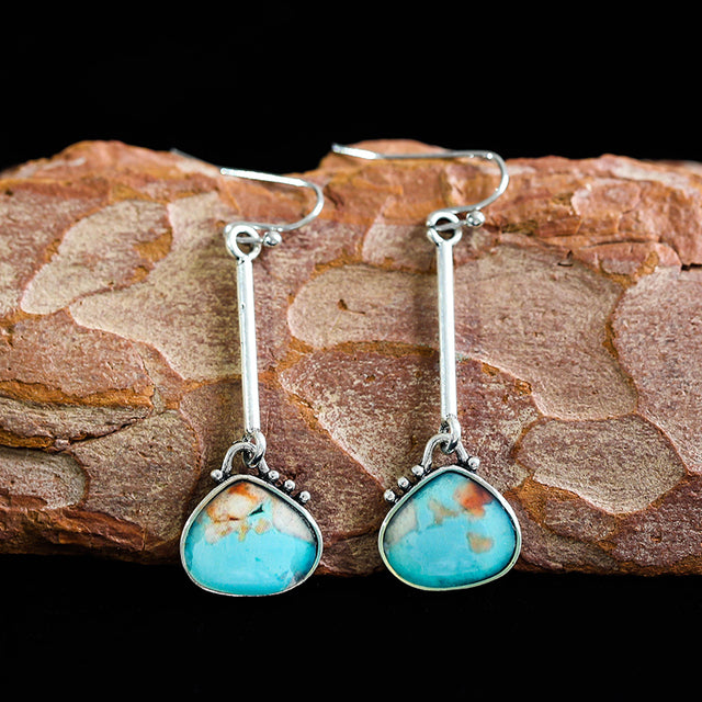 Turquoise stone dangle earrings
