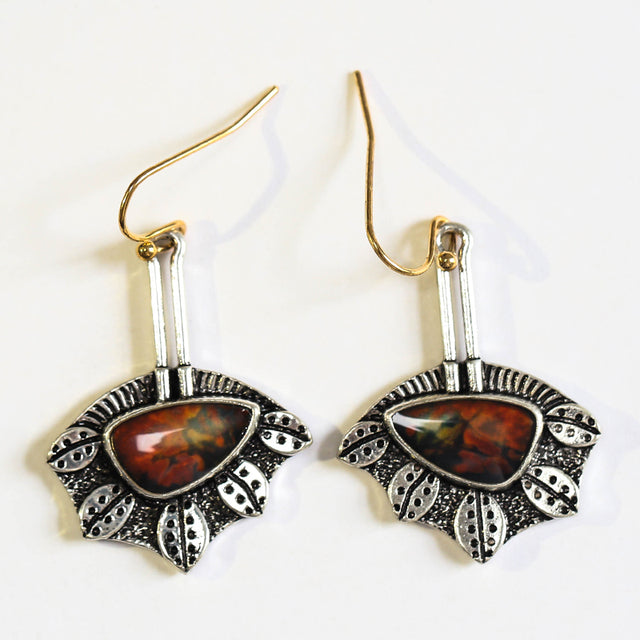 Red stone earrings