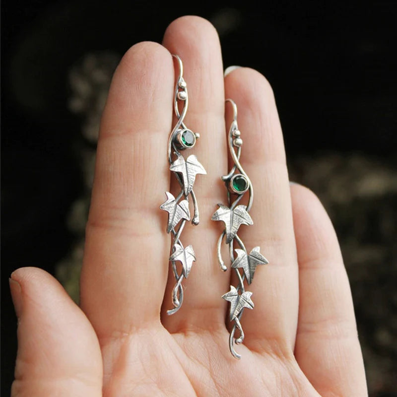 Elf earrings with leaves
