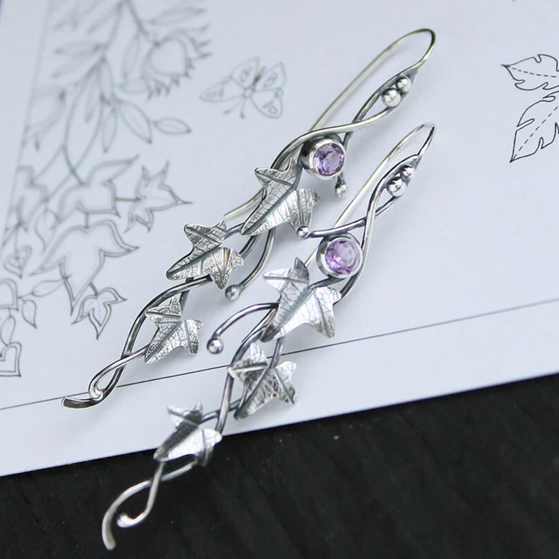 Elf earrings with leaves