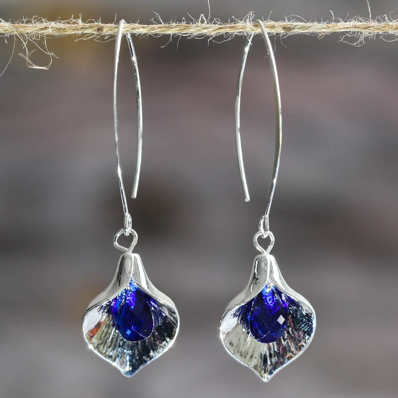 Blue lotus earrings