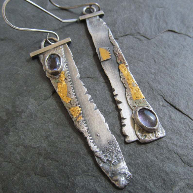 Natural stone saw earrings