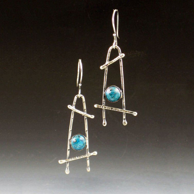 Bohemian blue stone earrings