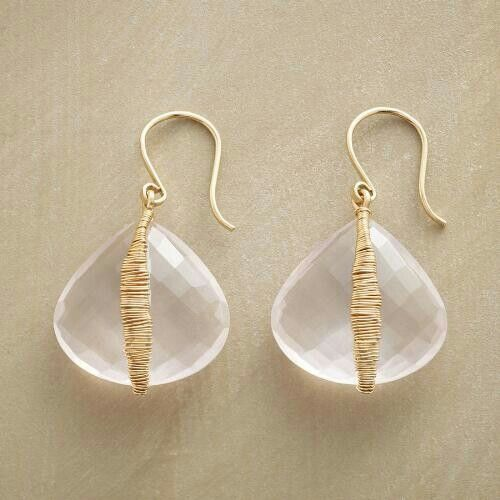 Gold-plated white crystal earrings