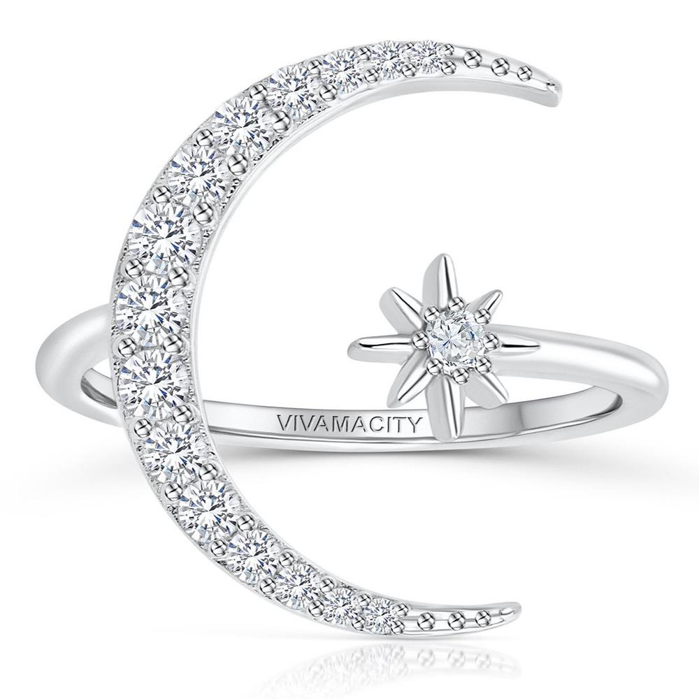 Adjustable star moon ring