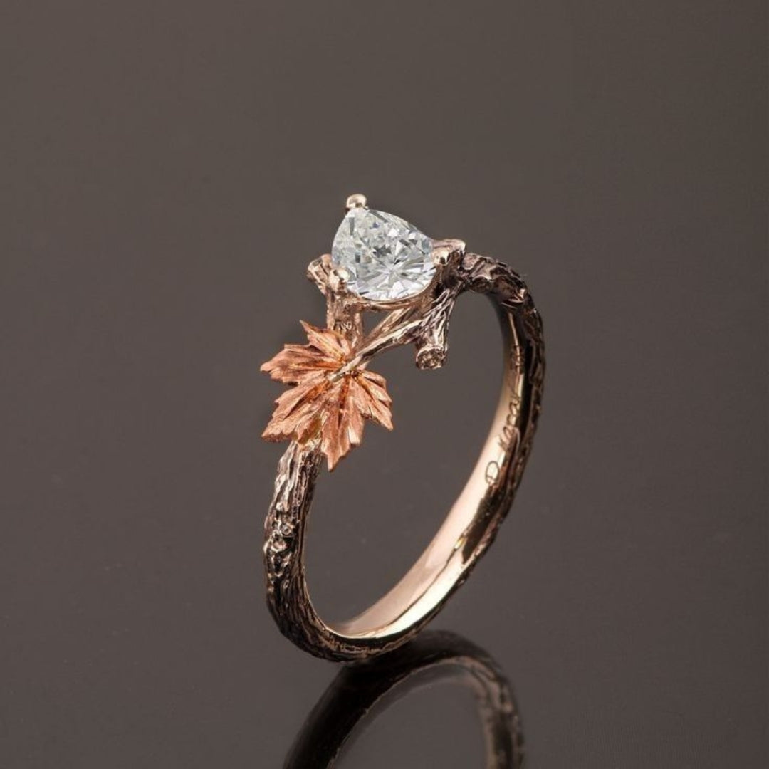 White branch crystal ring