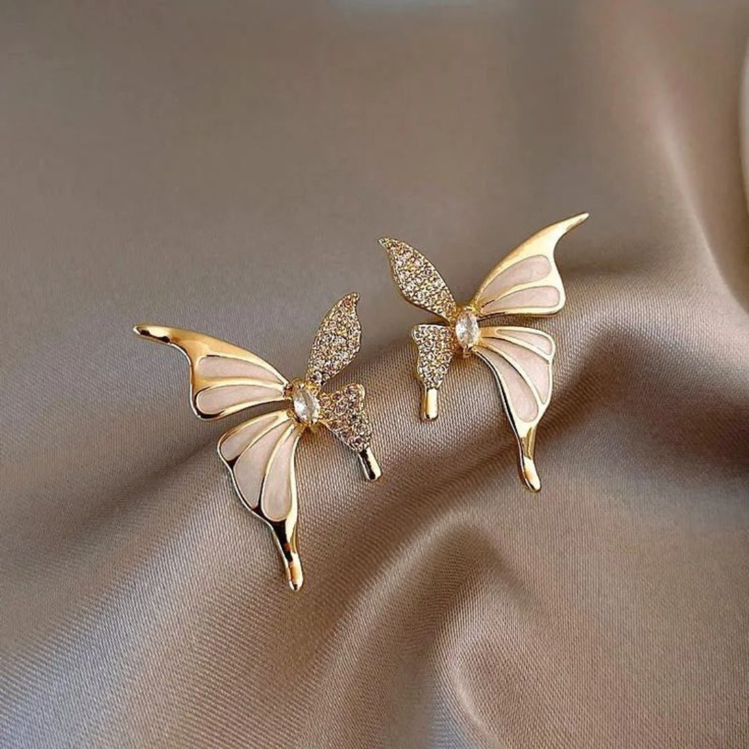 Bright white butterfly earrings