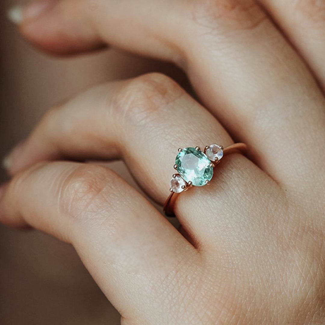 Sky blue crystal ring