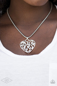 FILIGREE Your Heart With Love - Silver Necklace Paparazzi