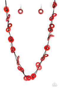 Waikiki Winds - Red Wood Necklace Paparazzi