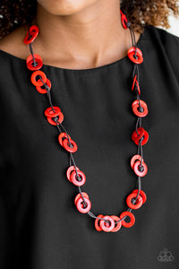 Waikiki Winds - Red Wood Necklace Paparazzi