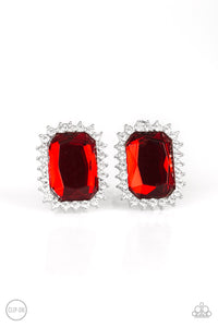 Downtown Dapper - Red Clip-On Earrings Paparazzi