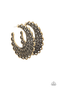 Funky Flirt - Brass Earrings Paparazzi