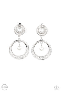 Royal Revival White Clip-On Earrings Paparazzi