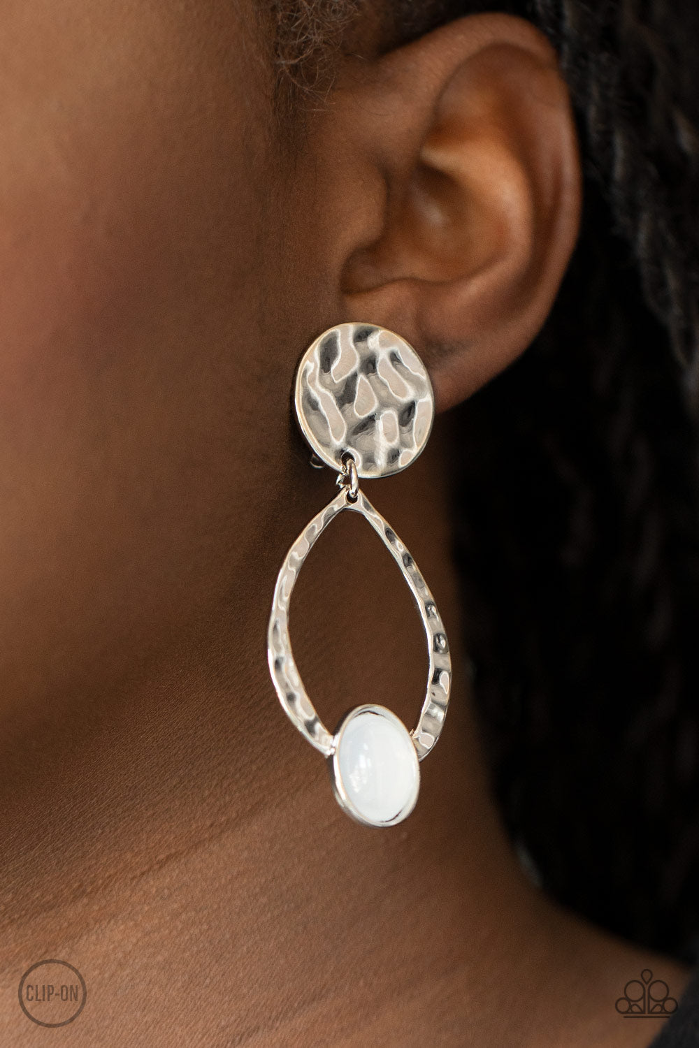 Opal Obsession - White Clip-On Earrings Paparazzi