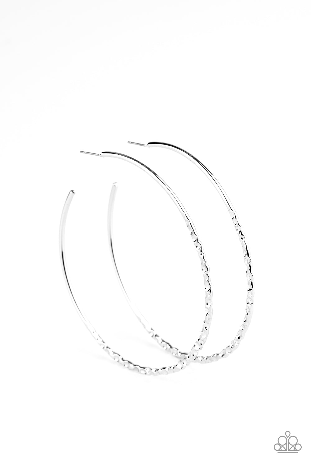 Embellished Edge - Silver Hoop Earrings