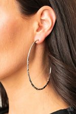 Load image into Gallery viewer, Embellished Edge - Silver Hoop Earrings
