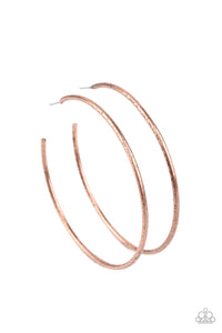 Rustic Roundabout - Copper Hoop Earrings Paparazzi