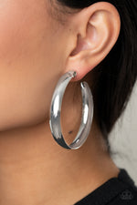 Load image into Gallery viewer, BEVEL In It - Silver Hoop Earrings Paparazzi
