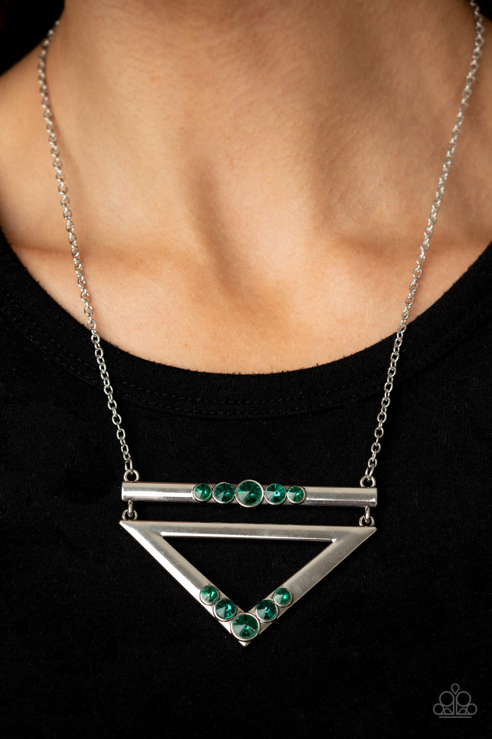 Triangulated Twinkle - Green Necklace