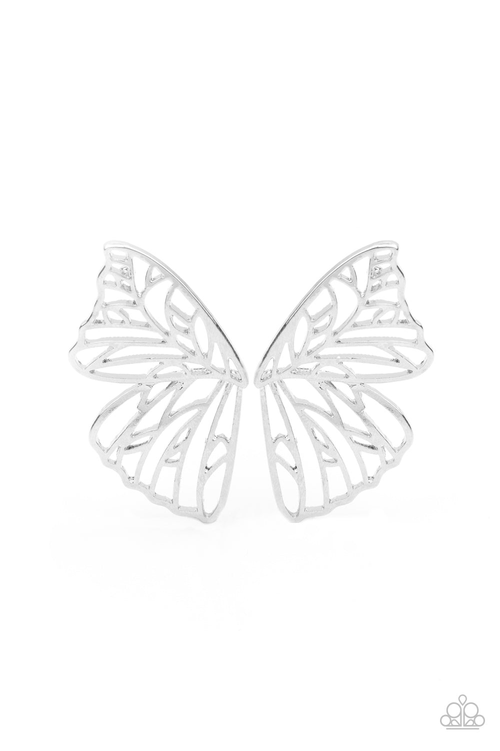 Butterfly Frills - Silver Earrings Paparazzi