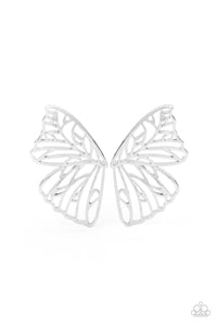 Butterfly Frills - Silver Earrings Paparazzi