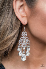 Load image into Gallery viewer, Queen Of All Things Sparkly - White Earrings Paparazzi
