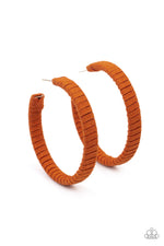 Load image into Gallery viewer, Suede Parade - Orange Hoop Earrings Paparazzi
