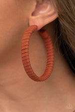 Load image into Gallery viewer, Suede Parade - Orange Hoop Earrings Paparazzi
