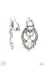 Load image into Gallery viewer, Glamour Gauntlet - White Clip On Earrings Paparazzi
