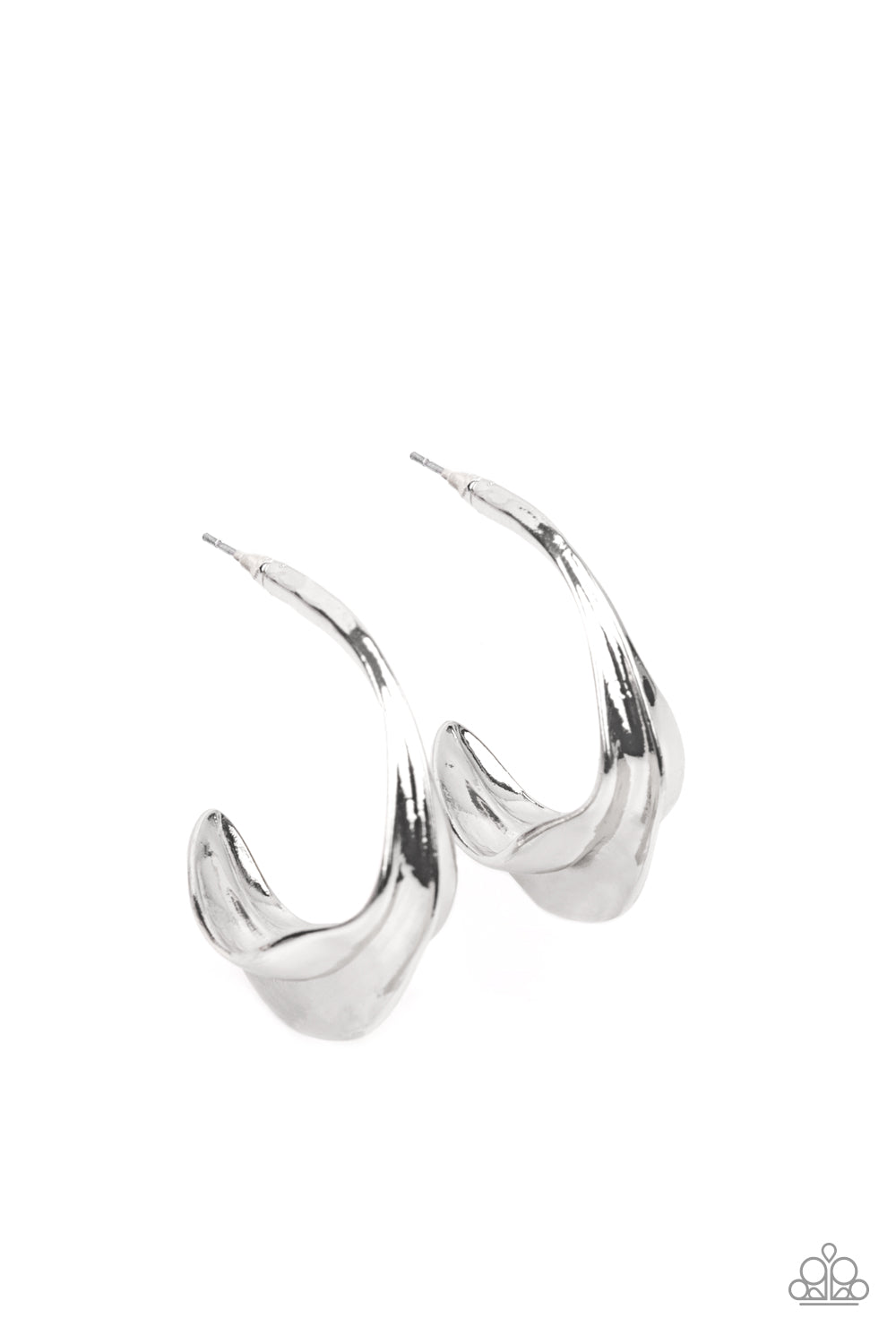 Modern Meltdown - Silver Hoop Earrings Paparazzi