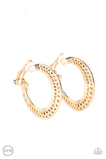 Load image into Gallery viewer, Moon Child Charisma - Gold Clip On Hoop Earrings Paparazzi
