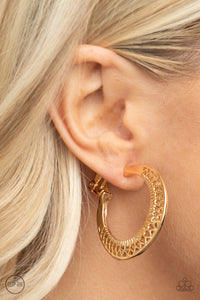 Moon Child Charisma - Gold Clip On Hoop Earrings Paparazzi