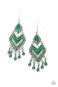 Dearly Debonair - Green Earrings Paparazzi