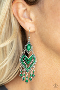 Dearly Debonair - Green Earrings Paparazzi