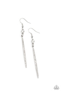 Skyscraping Shimmer White Earrings Paparazzi