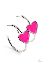 Load image into Gallery viewer, Kiss Up Pink Hoop Earrings Paparazzi
