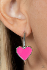 Load image into Gallery viewer, Kiss Up Pink Hoop Earrings Paparazzi
