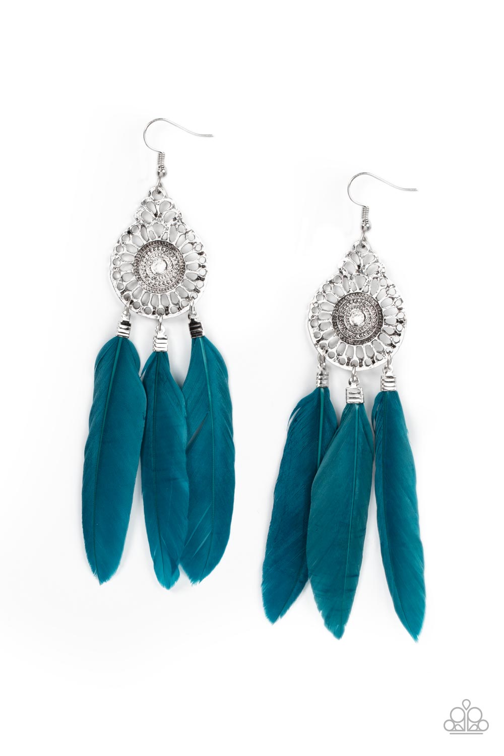 Pretty in PLUMES Blue Earrings Paparazzi