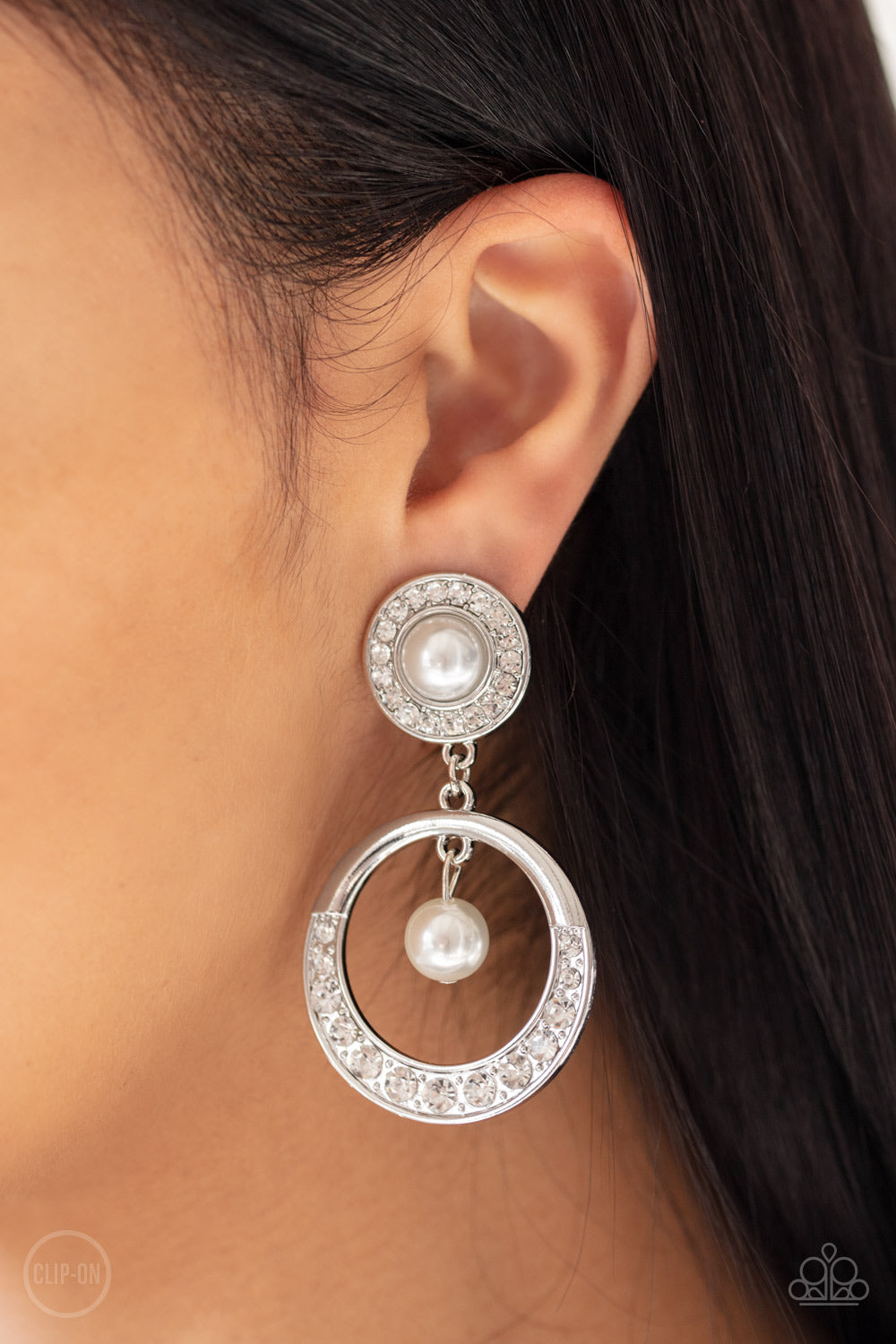 Royal Revival White Clip-On Earrings Paparazzi