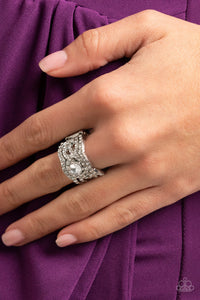 Doting on Dazzle - White  Ring Paparazzi