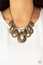 Load image into Gallery viewer, Teardrop Tempest Brass Necklace Paparazzi
