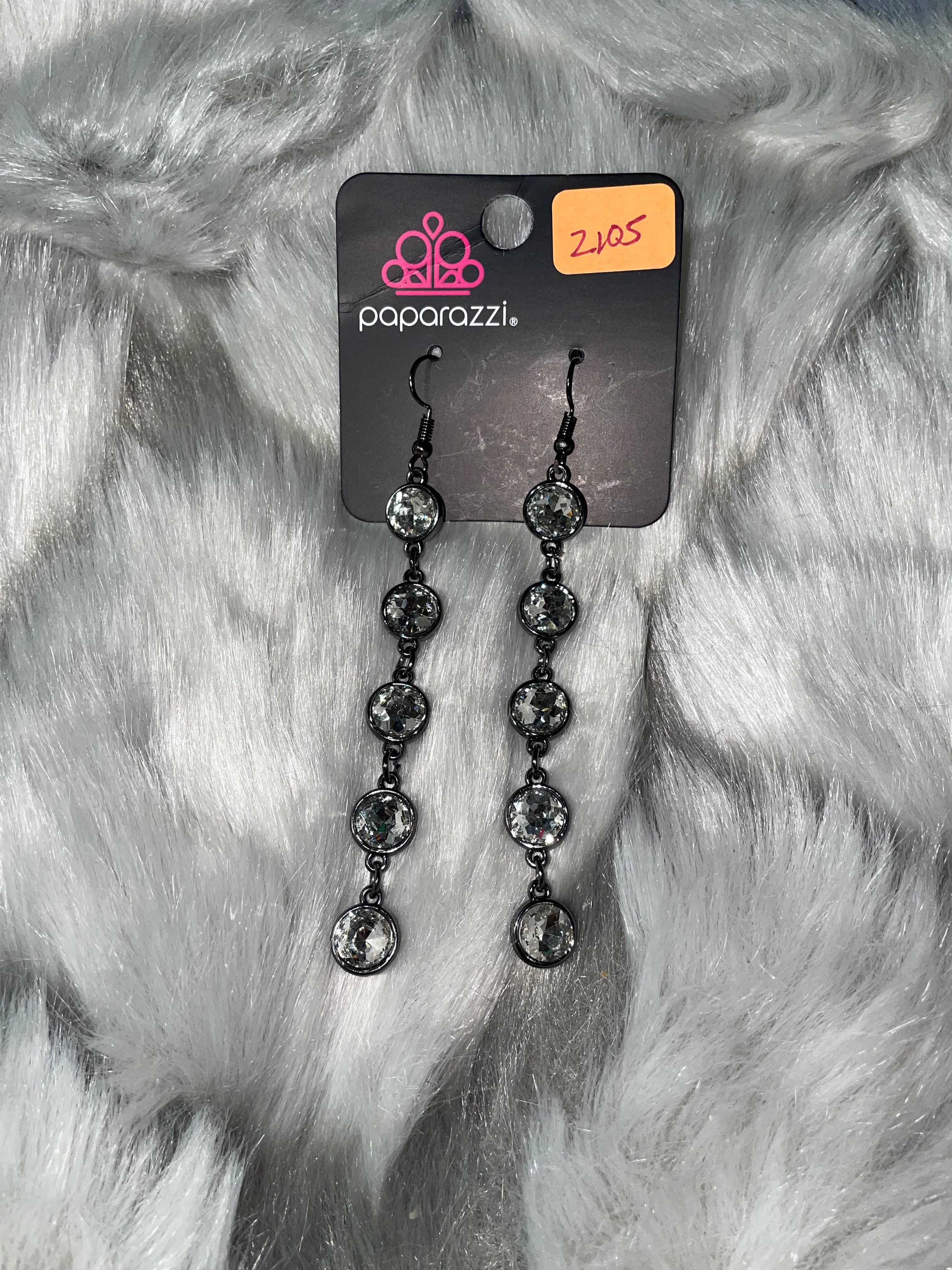 Trickle Down Twinkle - Black Earrings