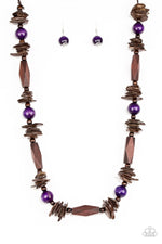 Load image into Gallery viewer, Cozumel Coast Purple Wood Necklace Paparazzi
