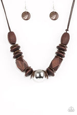 Load image into Gallery viewer, Grand Turks Getaway Brown Wood Necklace Paparazzi
