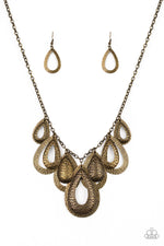 Load image into Gallery viewer, Teardrop Tempest Brass Necklace Paparazzi
