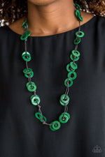 Load image into Gallery viewer, Waikiki Winds - Green Wood Necklace Paparazzi
