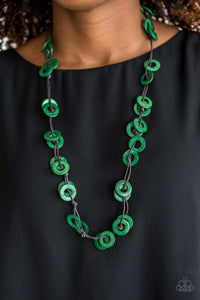 Waikiki Winds - Green Wood Necklace Paparazzi