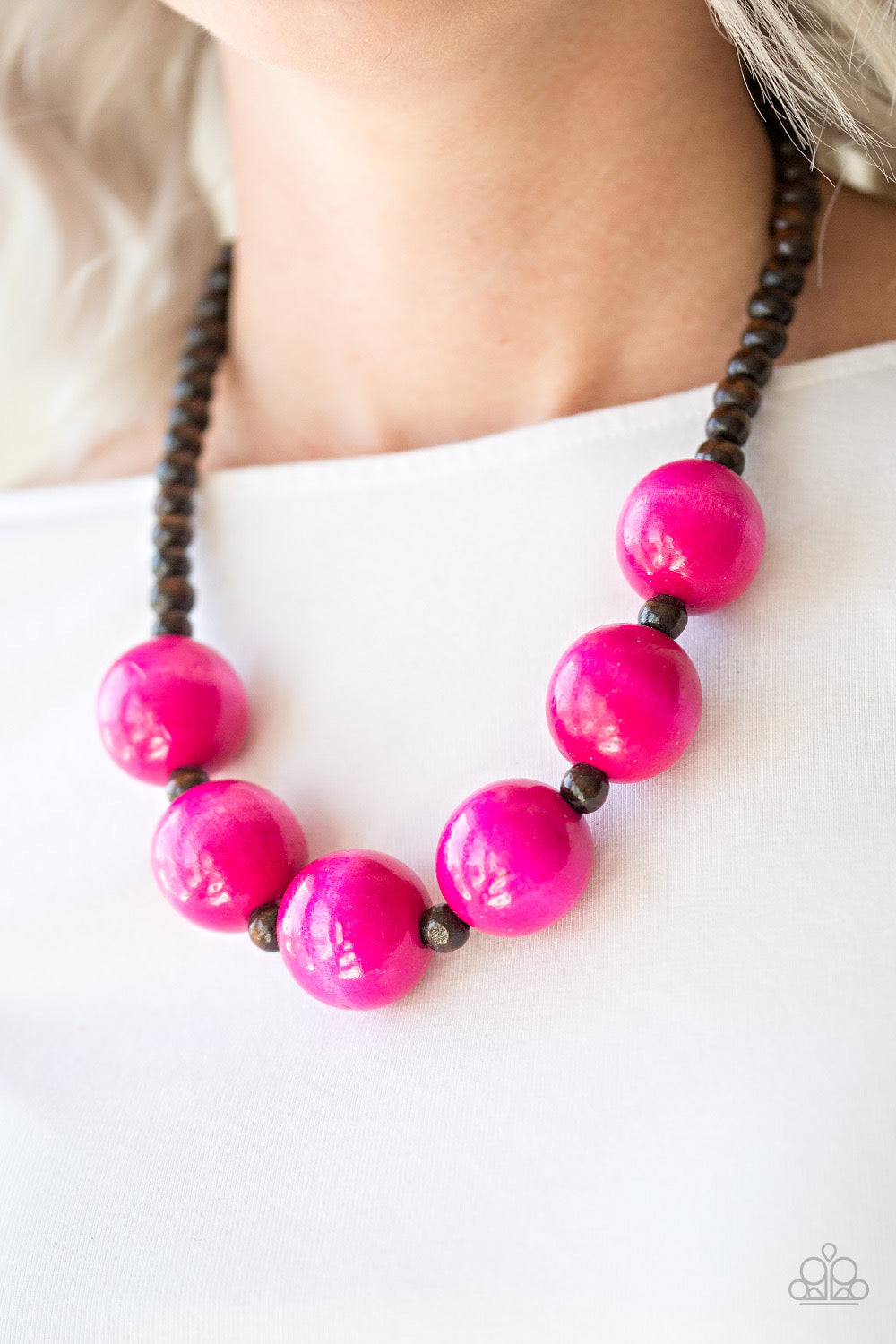 Oh My Miami - Pink Wood Necklace Paparazzi